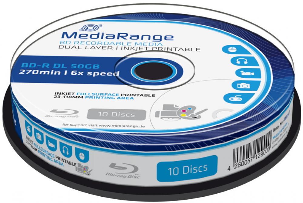 MediaRange [MR509] BD-R Dual Layer 50GB 6x Schreibgeschwindigkeit 10er Cakebox