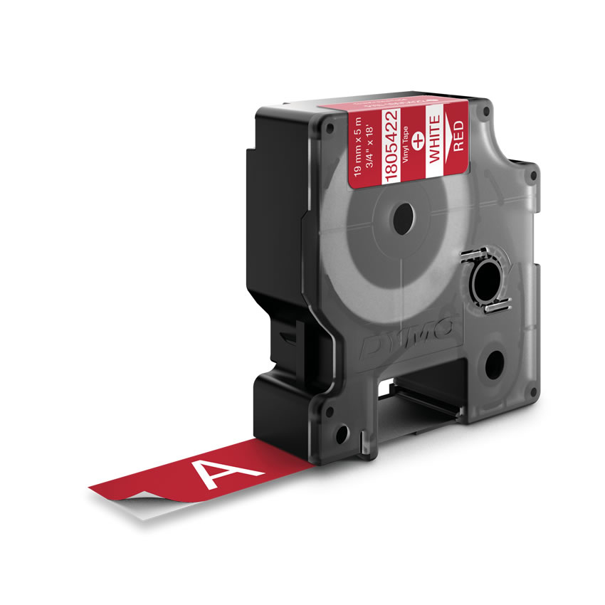 Dymo [1805422] Vinyl 19mm x 5,5m white/red Schriftband