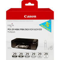 Canon PGI-29MBK+PBK+DGY+GY+LGY+CO [4868B018] MultiPack (4868B001+4869B001+4870B001+4871B001+4872B001+4879B001) matte-black+photo-black+dark-grey+grey+light-grey+Chroma-Optimizer Tinte