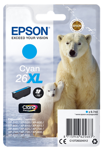 Epson 26XL [C13T26324012] HC cyan Tinte