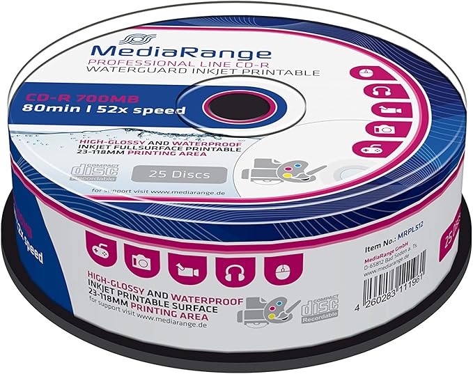 MediaRange [MRPL512] CD-R 700MB|80min 52x 25er Cakebox