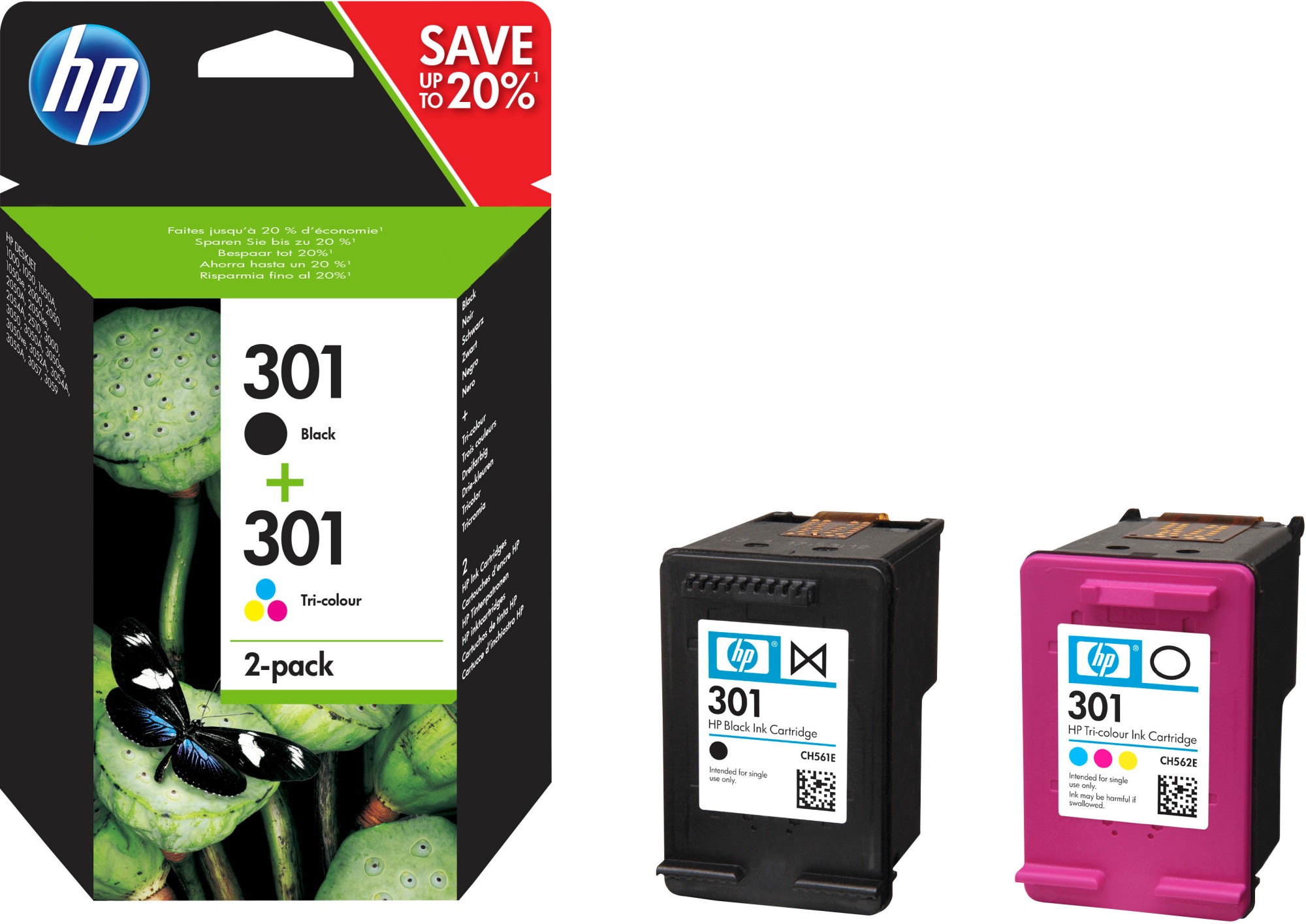 HP 301 [N9J72A] MultiPack (CH561E+CH562E) black+color Tinte