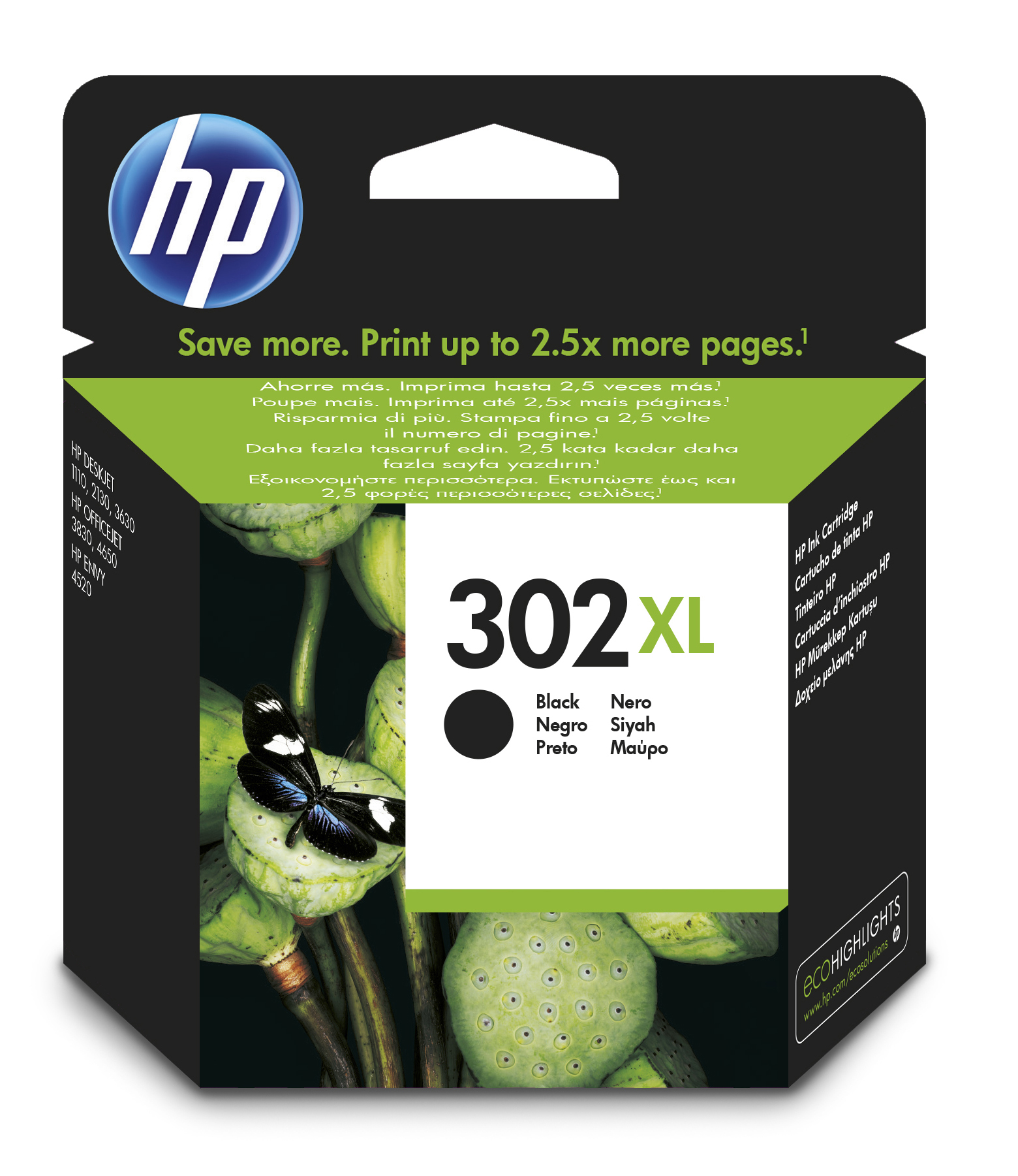 HP 302XL [F6U68A] HC black Tinte
