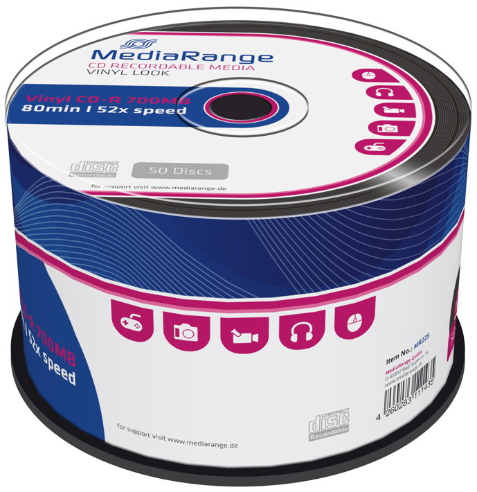 MediaRange [MR225] Vinyl CD-R 700MB|80min 52x Schreibgeschwindigkeit 50er