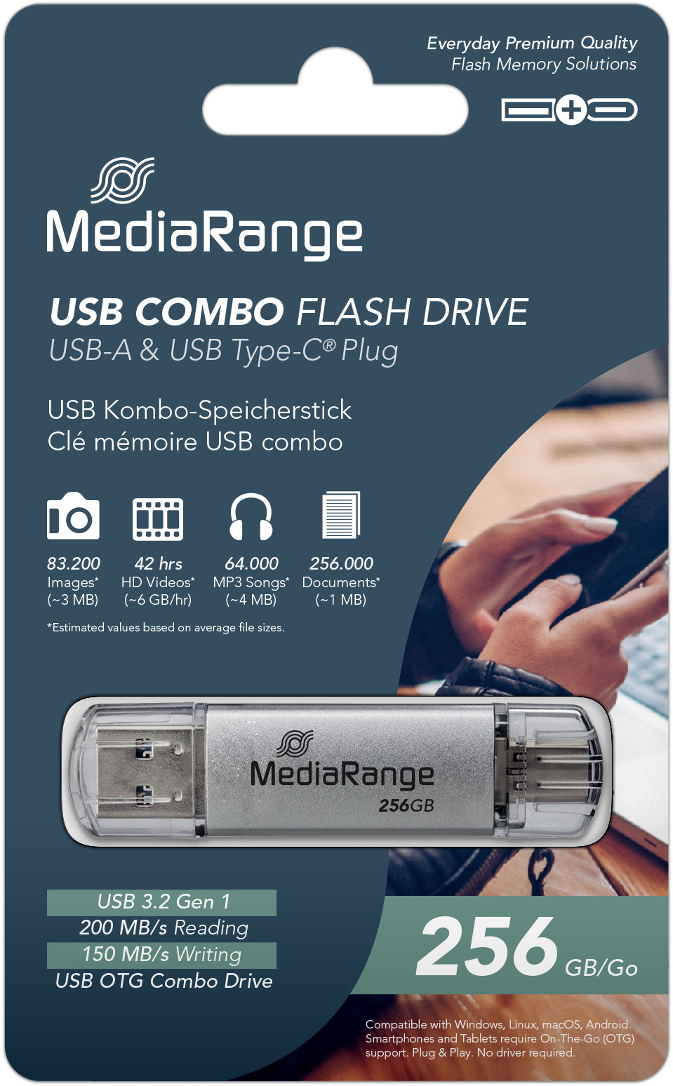 MediaRange [MR1903] USB 3.0 Hochleistungs Speicherstick 256GB