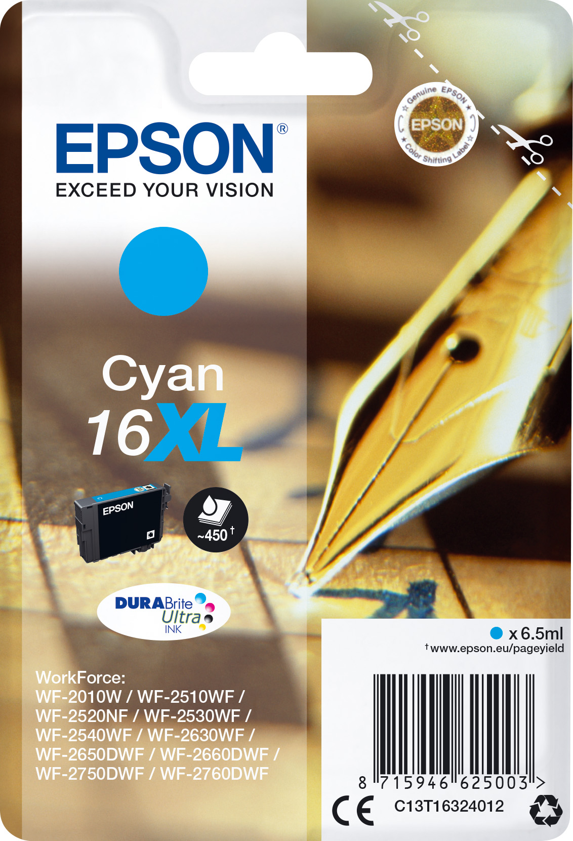 Epson 16XL [C13T16324012] HC cyan Tinte