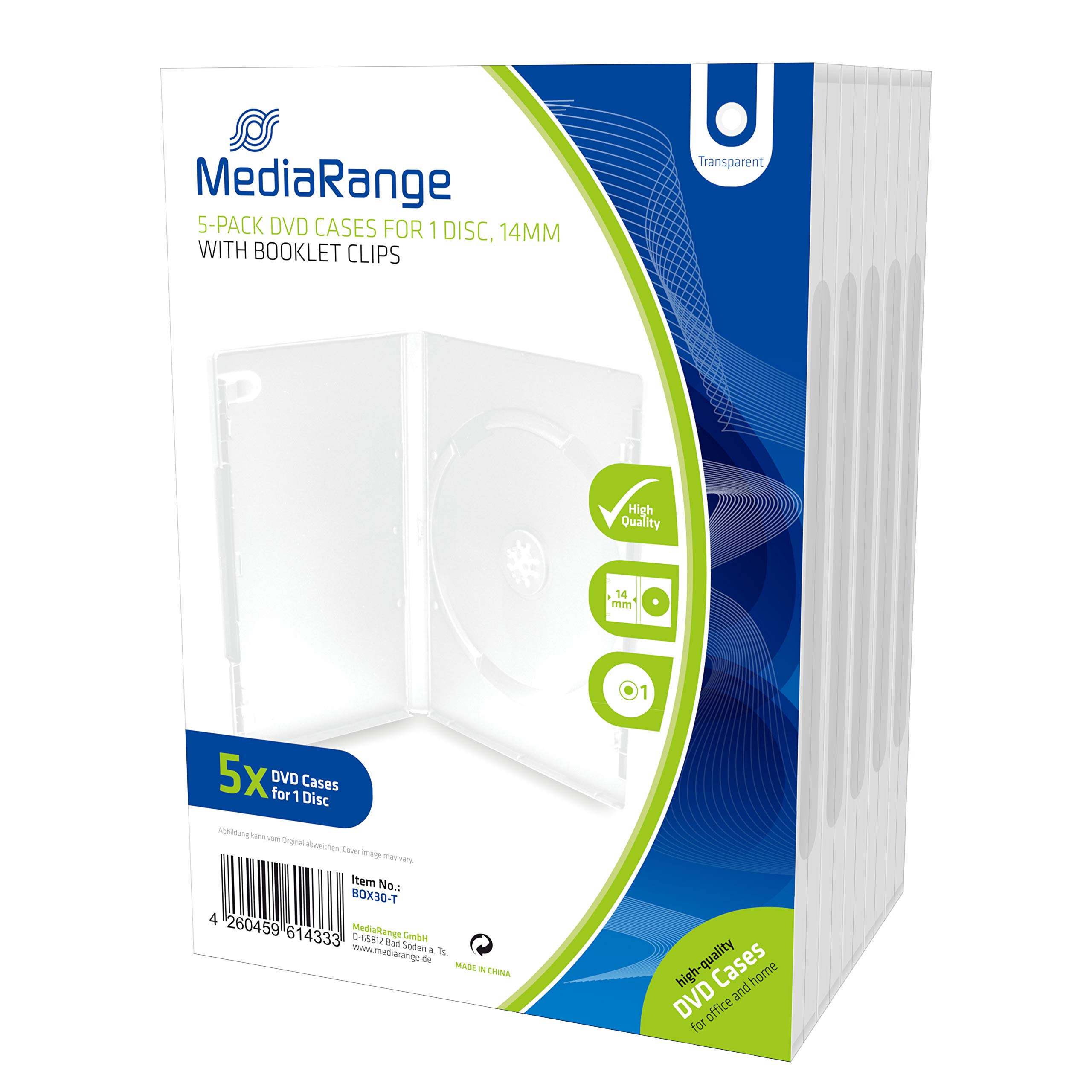 MediaRange [BOX25-M] DVD-Leerhülle für 1 Disc 14mm maschinenfähig matt/transparent 50er VE