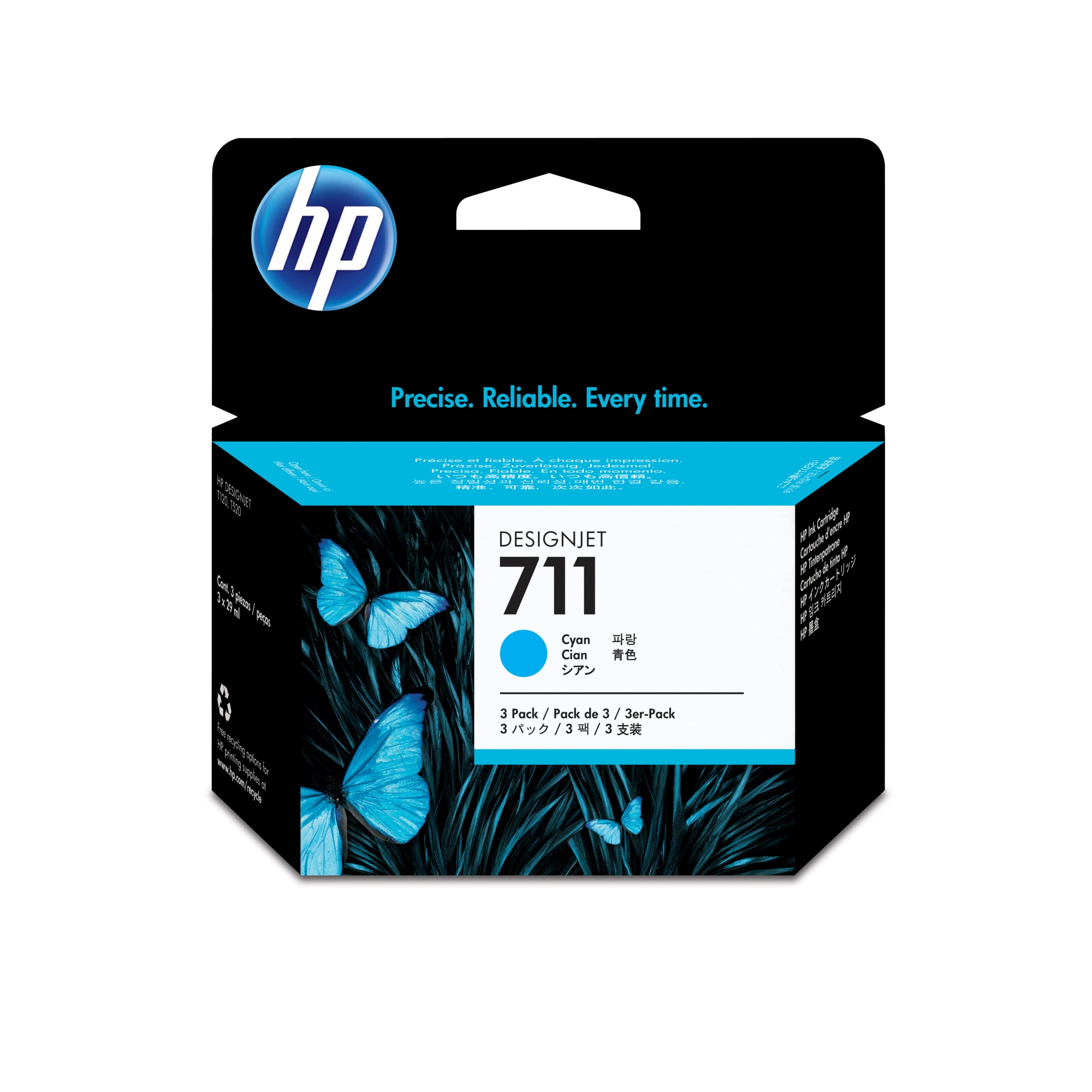 HP 711 [CZ134A] 3er-Pack (3xCZ130A) cyan Tinte
