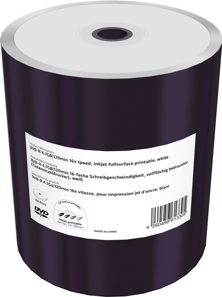 MediaRange [MR413-SHRINK] DVD-R 4.7GB|120min 16x Schreibgeschwindigkeit 100er VE in Folie