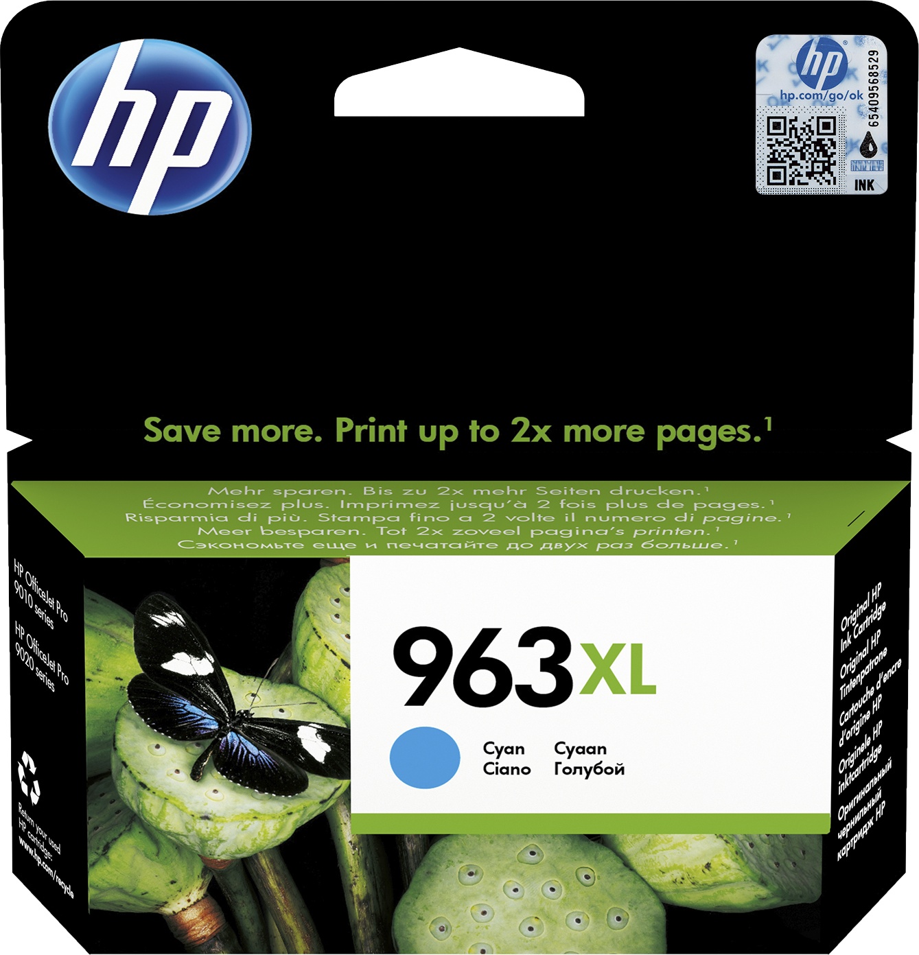 Tinte f. HP Officejet Pro 9010 [3JA27A] HC Nr.963XL cyan