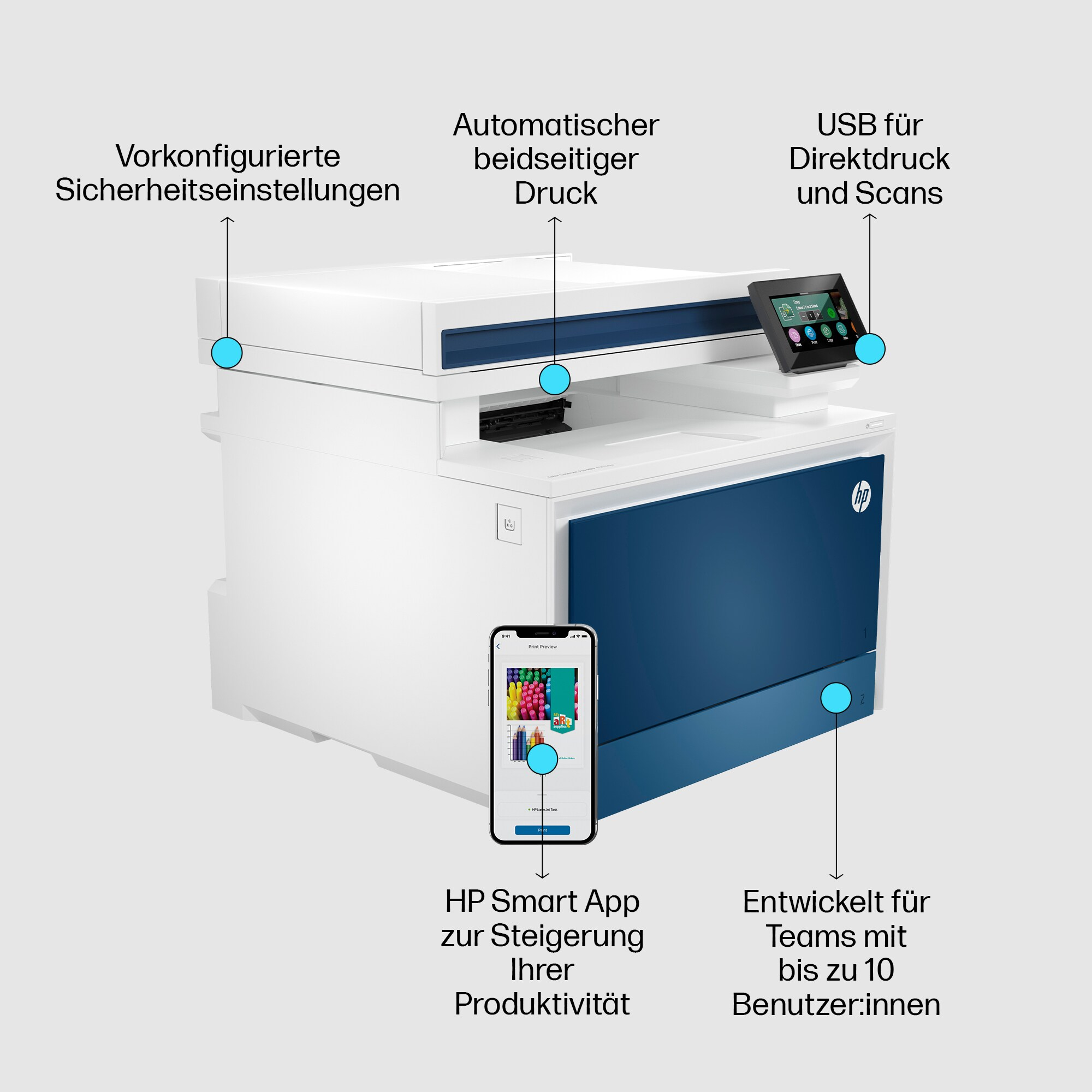 HP [4RA83F9] Color LaserJet Pro 4302dw, 33 S/Min, A4, Wi-Fi, LAN, USB, 300 Blatt