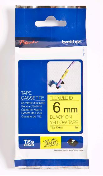 Brother [TZE-FX611] 6mm schwarz/gelb Schriftband