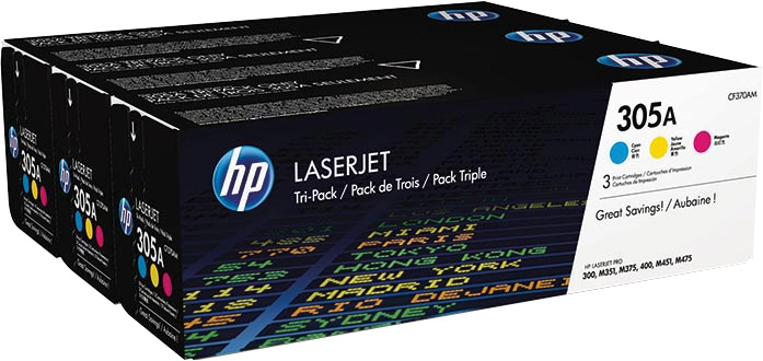 HP 305A [CF370AM] MultiPack (CE411A+CE412A+CE413A) cyan+magenta+yellow Toner