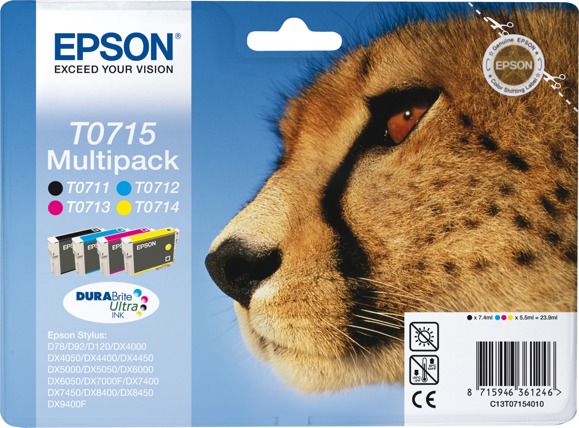 Epson T0715 [C13T07154012] MultiPack (C13T07114012+C13T07124012+C13T07134012+C13T07144012) black+cyan+magenta+yellow Tinte
