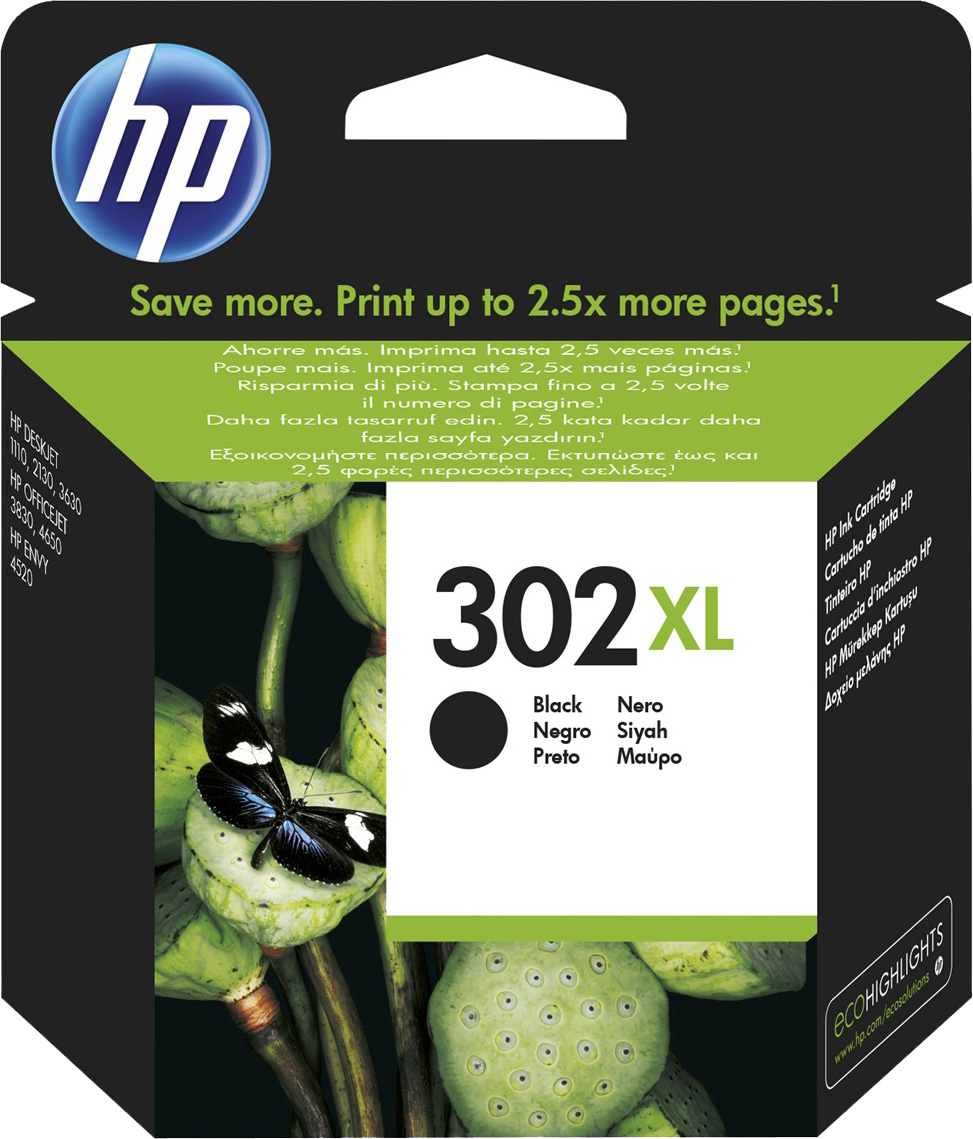 HP 302XL [F6U68A] HC black Tinte
