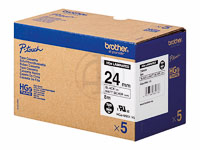Brother [HGEM951V5] 24mmx8m silber-matt/schwarz laminiert 5er VE Schriftband
