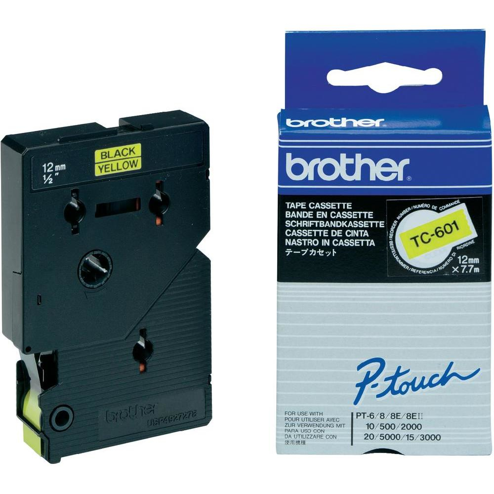 Brother [TC-601] 12mm schwarz/gelb Schriftband