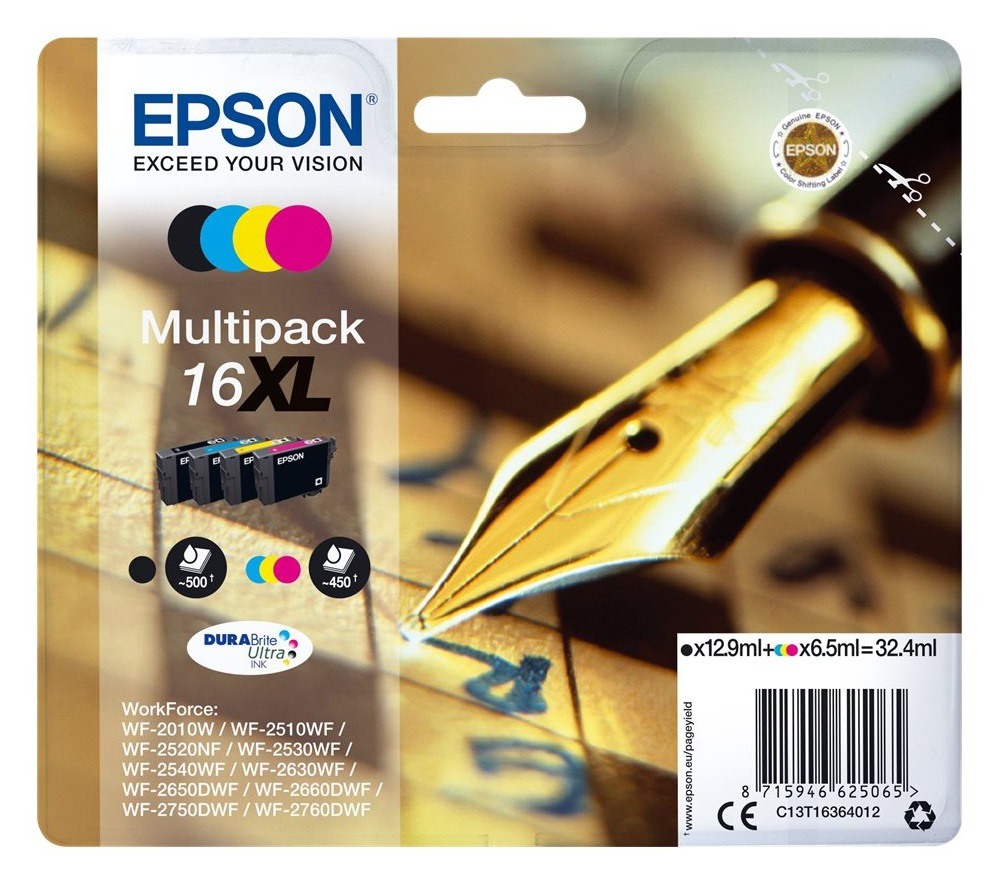 Epson 16XL [C13T16364012] HC MultiPack (T1631+T1632+T1633+T1634) black+cyan+magenta+yellow Tinte