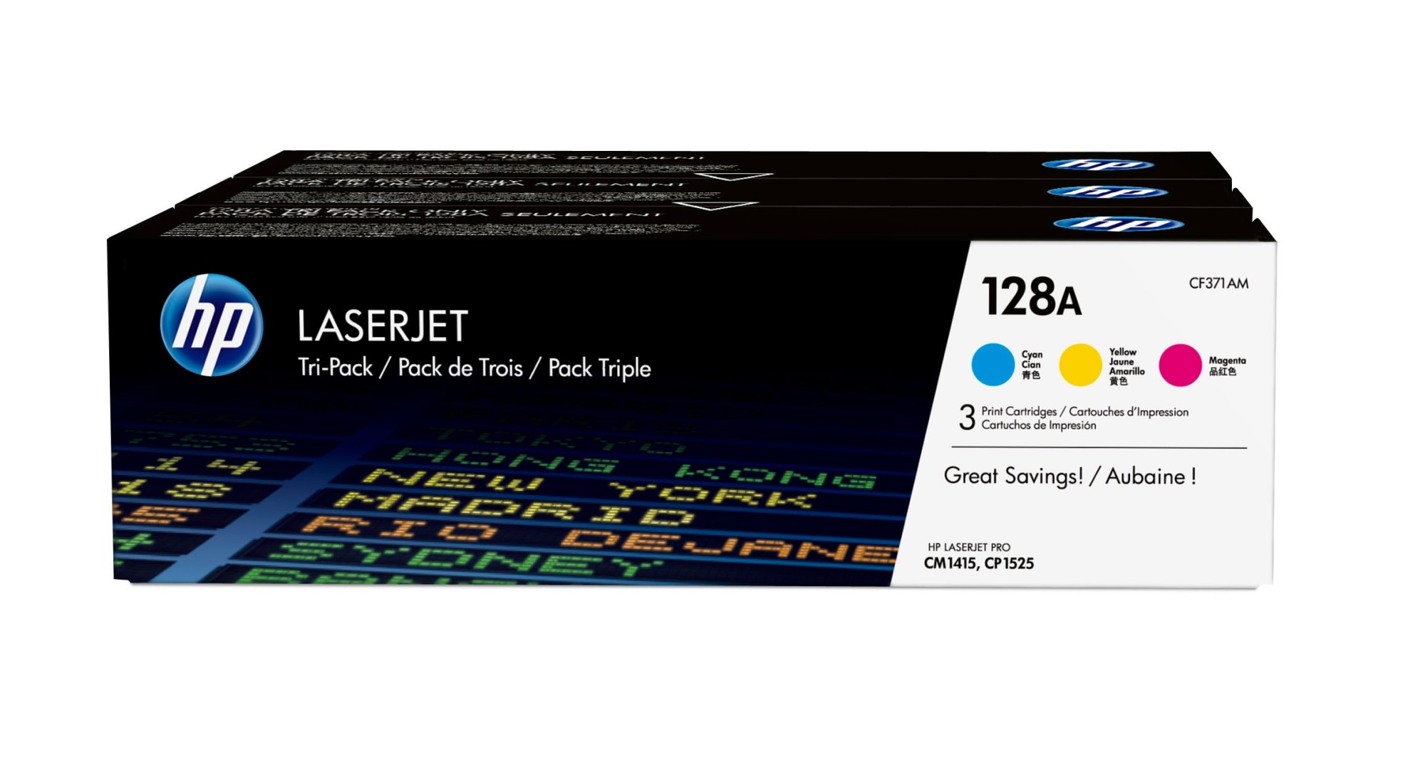 HP 128A [CF371AM] MultiPack (CE321A+CB322A+CB323A) cyan+magenta+yellow Toner