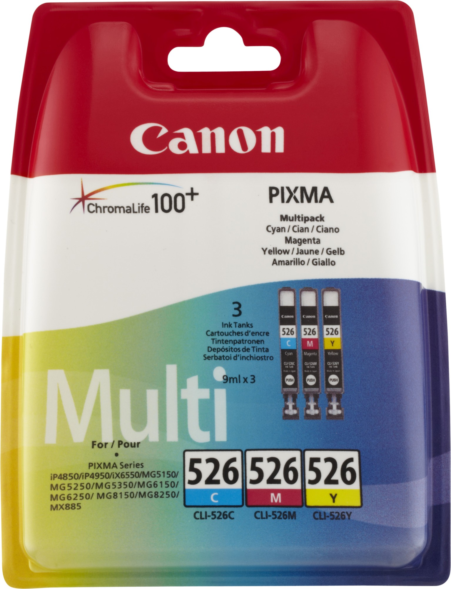 Canon CLI-526 [4541B009] MultiPack (4541B001+4542B001+4543B001) cyan+magenta+yellow Tinte