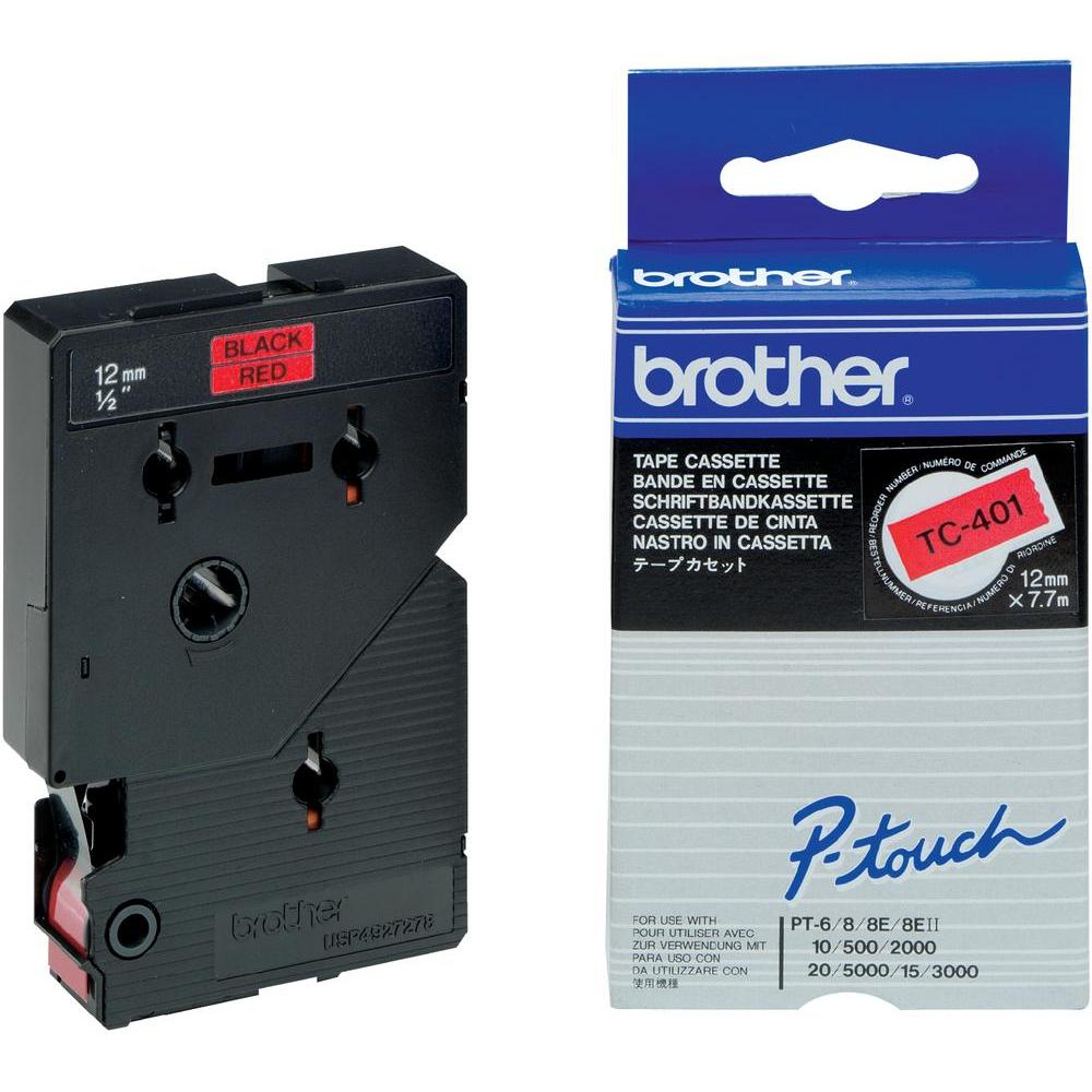 Brother [TC-401] 12mm schwarz/rot Schriftband