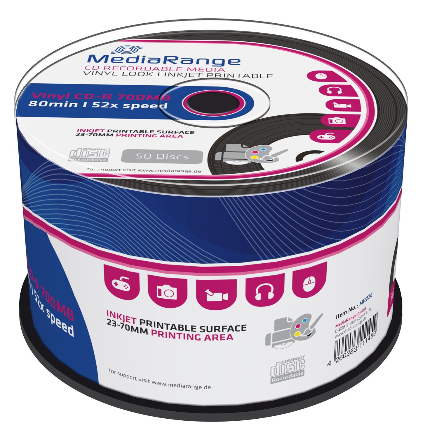 MediaRange [MR226] Vinyl CD-R 700MB|80min 52x Schreibgeschwindigkeit 50er