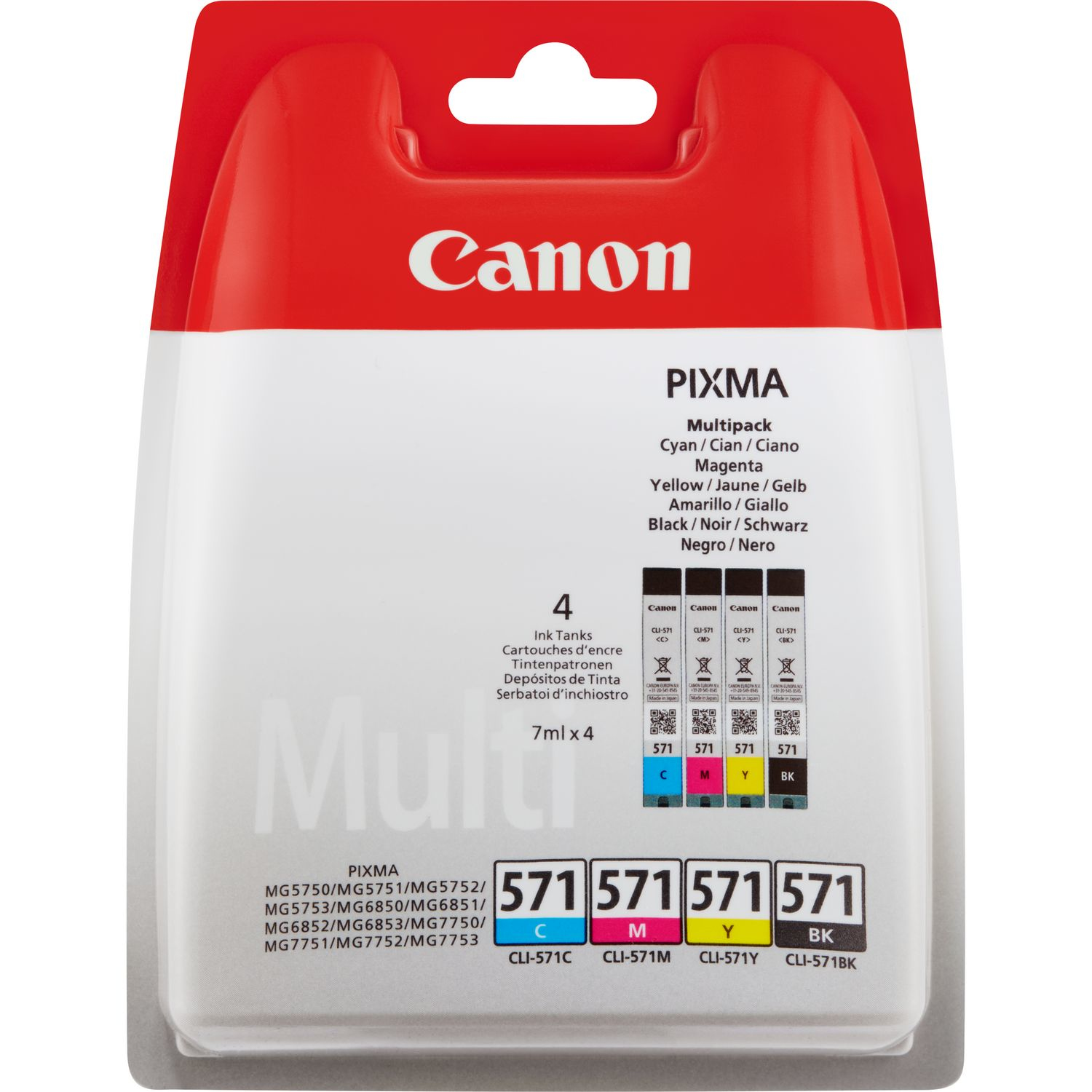 Canon CLI-571 [0386C004] MultiPack (0385C001+0386C001+0387C001+0388C001) black+cyan+magenta+yellow Tinte