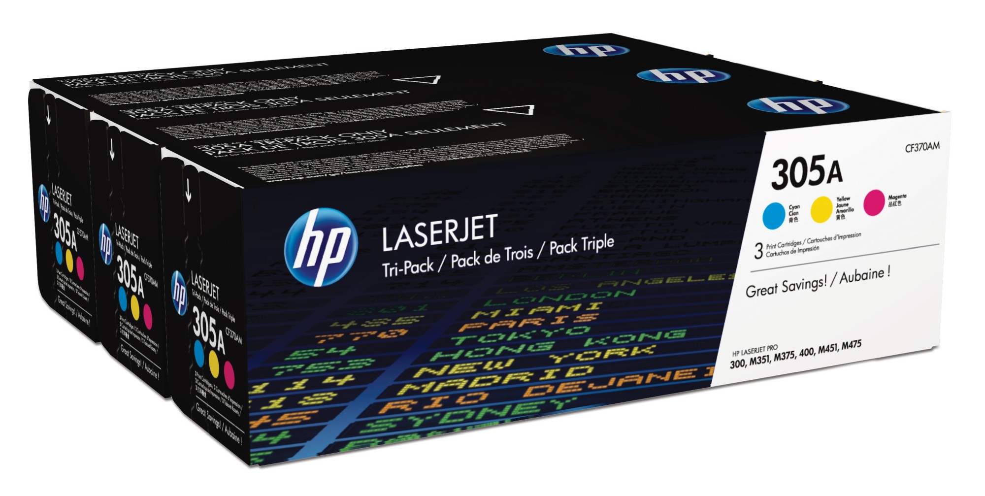 HP 305A [CF370AM] MultiPack (CE411A+CE412A+CE413A) cyan+magenta+yellow Toner