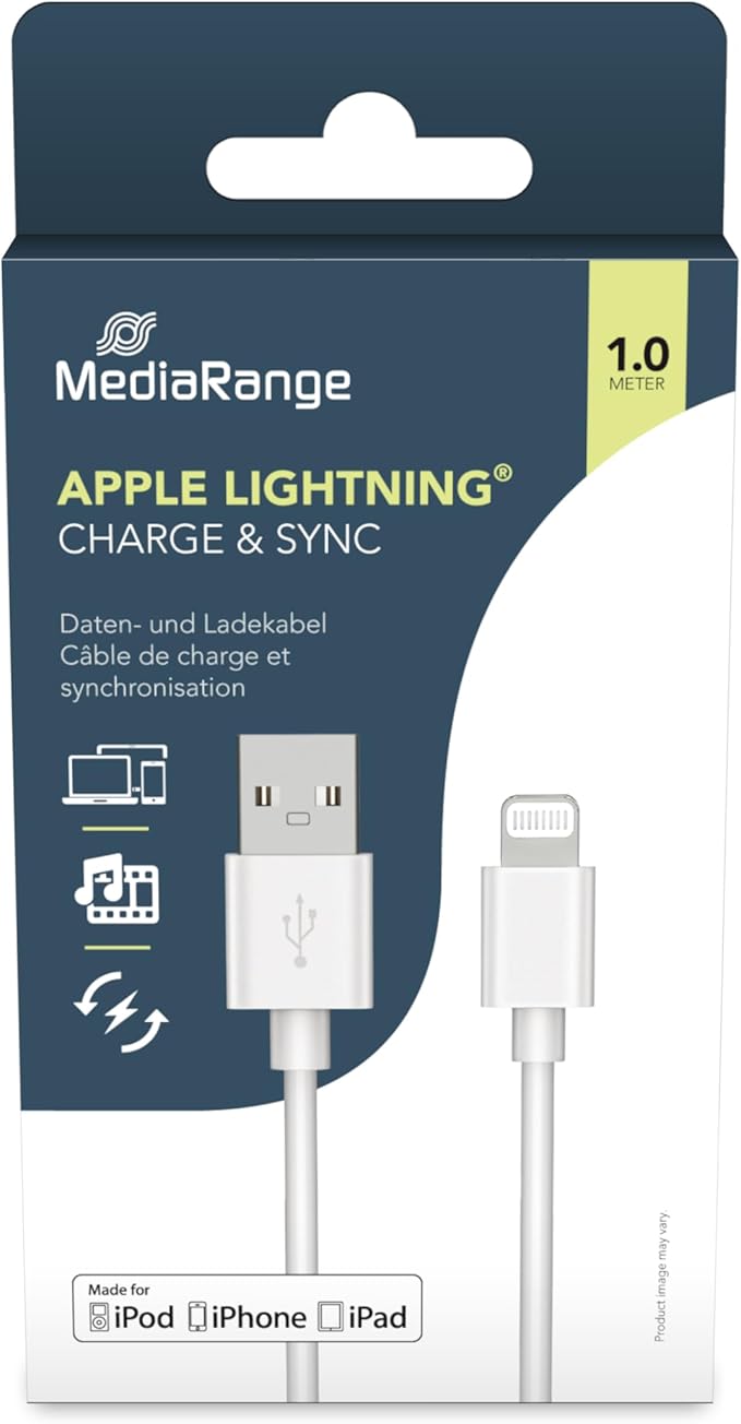 MediaRange [MRCS178] USB 2.0 auf Apple Lightning Stecker 1.0m weiß