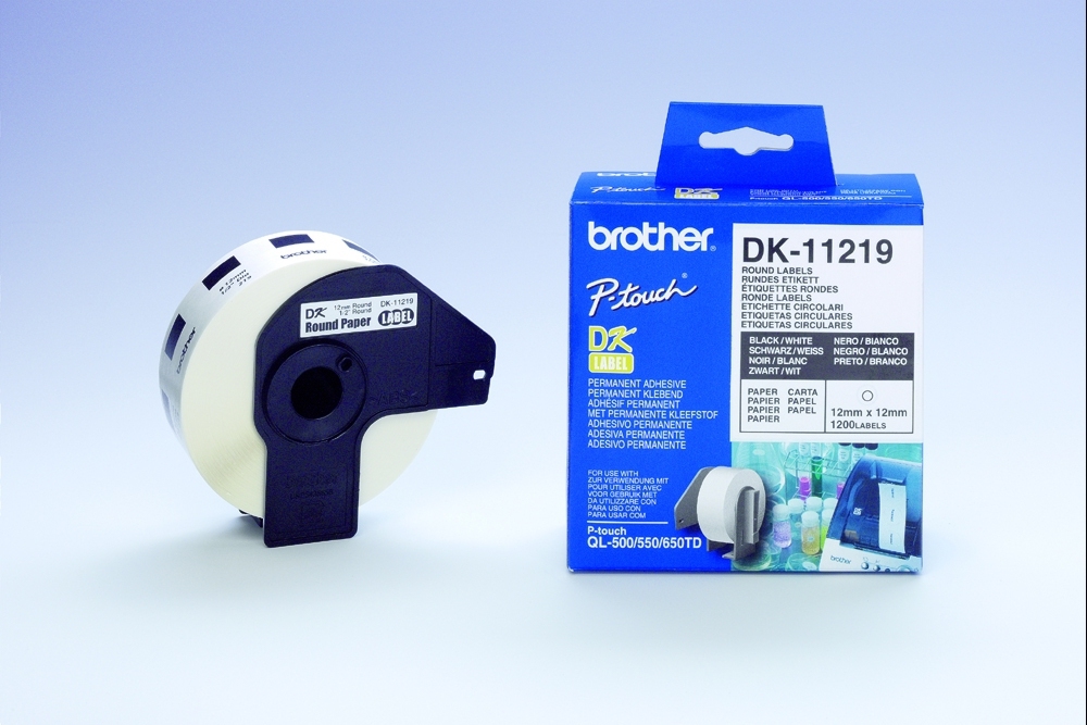 Etiketten f. Brother QL 570 [DK-11219] die-cut round label 12x12mm 1200 labels
