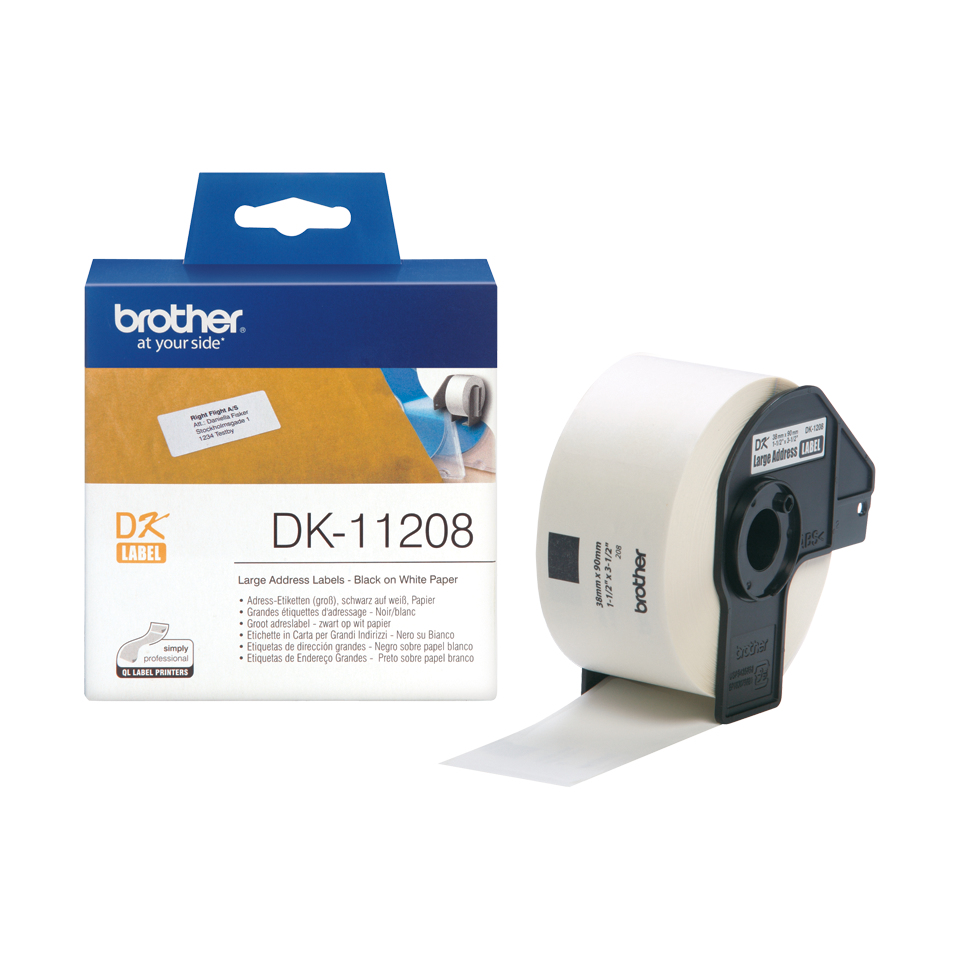 Etiketten f. Brother P-touch 38mm [DK-11208] Die-Cut Adress Label Big 38x90mm 400 Stk.