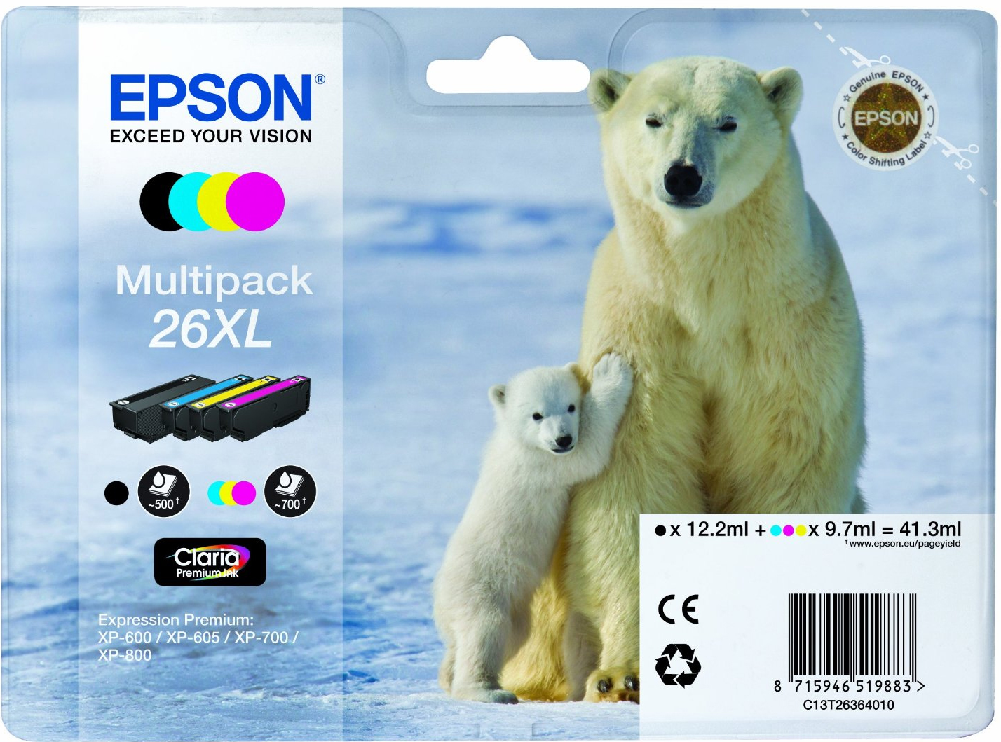Epson 26XL [C13T26364010] HC MultiPack (T2631+T2632+T2633+T2634) black+cyan+magenta+yellow Tinte