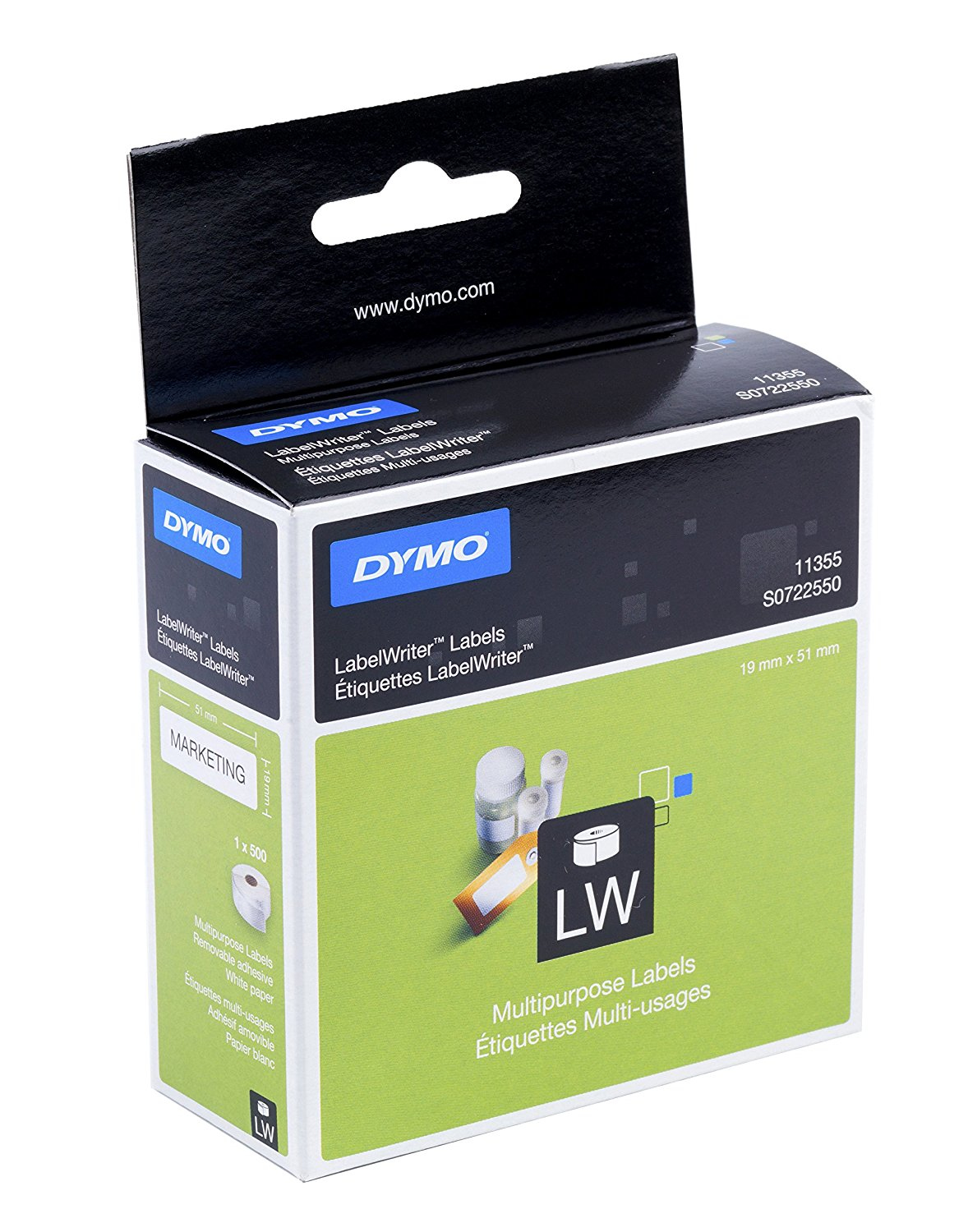 Etiketten f. Dymo Lablewriter [S0722550] 19x51mm 500 Stk/Rolle