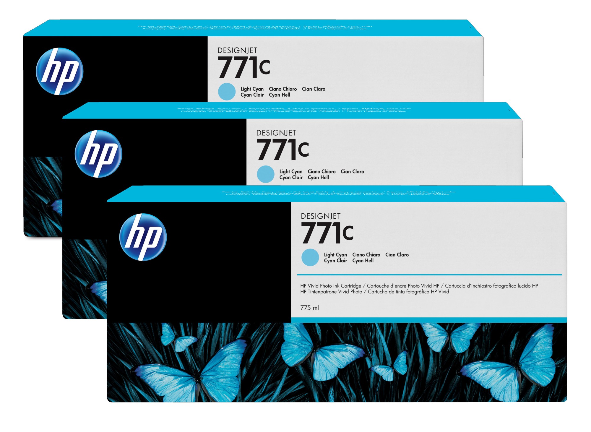 HP 771 [B6Y36A] 3er-Pack (3xB6Y12A) light-cyan Tinte
