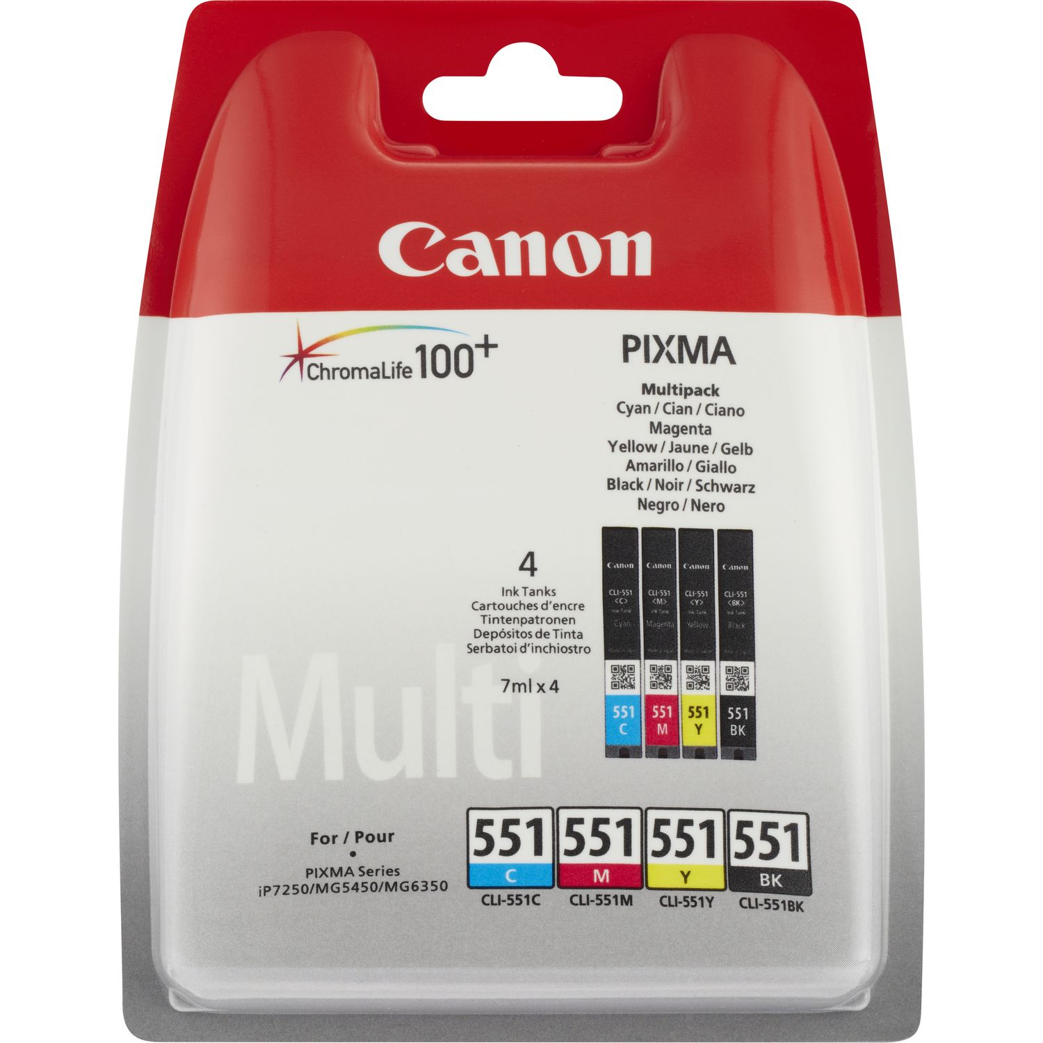 Canon CLI-551 [6509B009] MultiPack (6508B001+6509B001+6510B001+6511B001) black+cyan+magenta+yellow Tinte