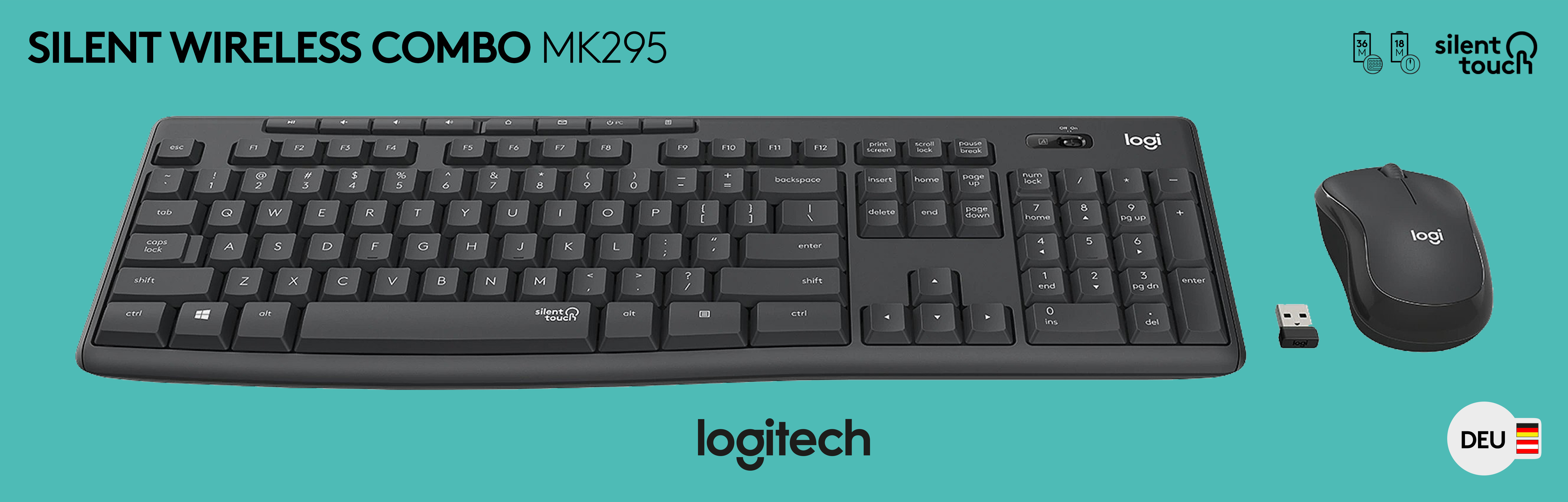 LOGITECH MK295 [920-009794] Tastatur+Maus Set, grafit, Wireless