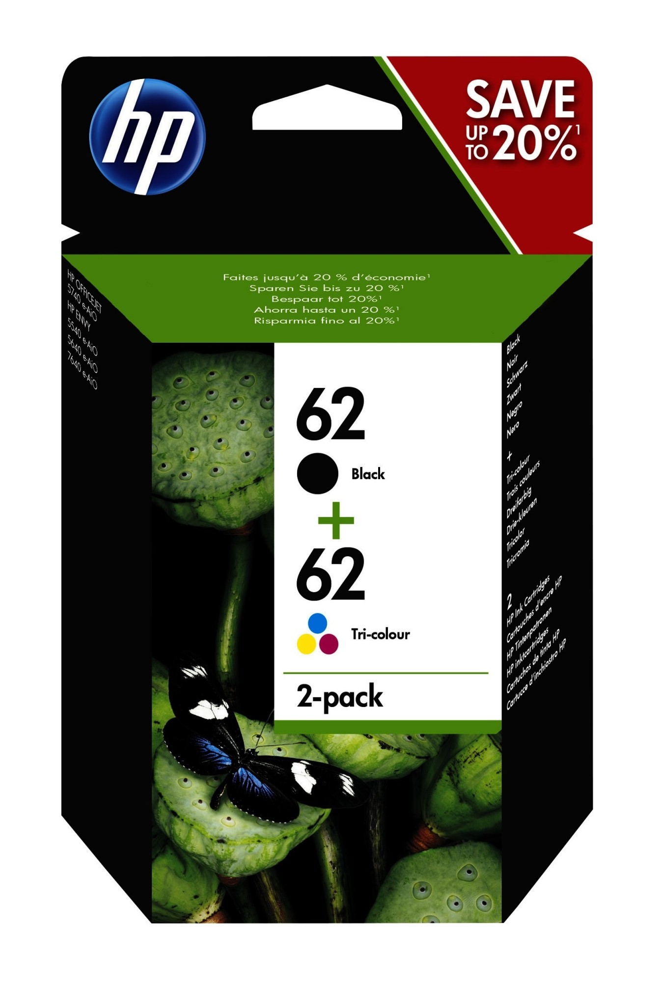 HP 62 [N9J71A] MultiPack (C2P04A+C2P06A) black+color Tinte