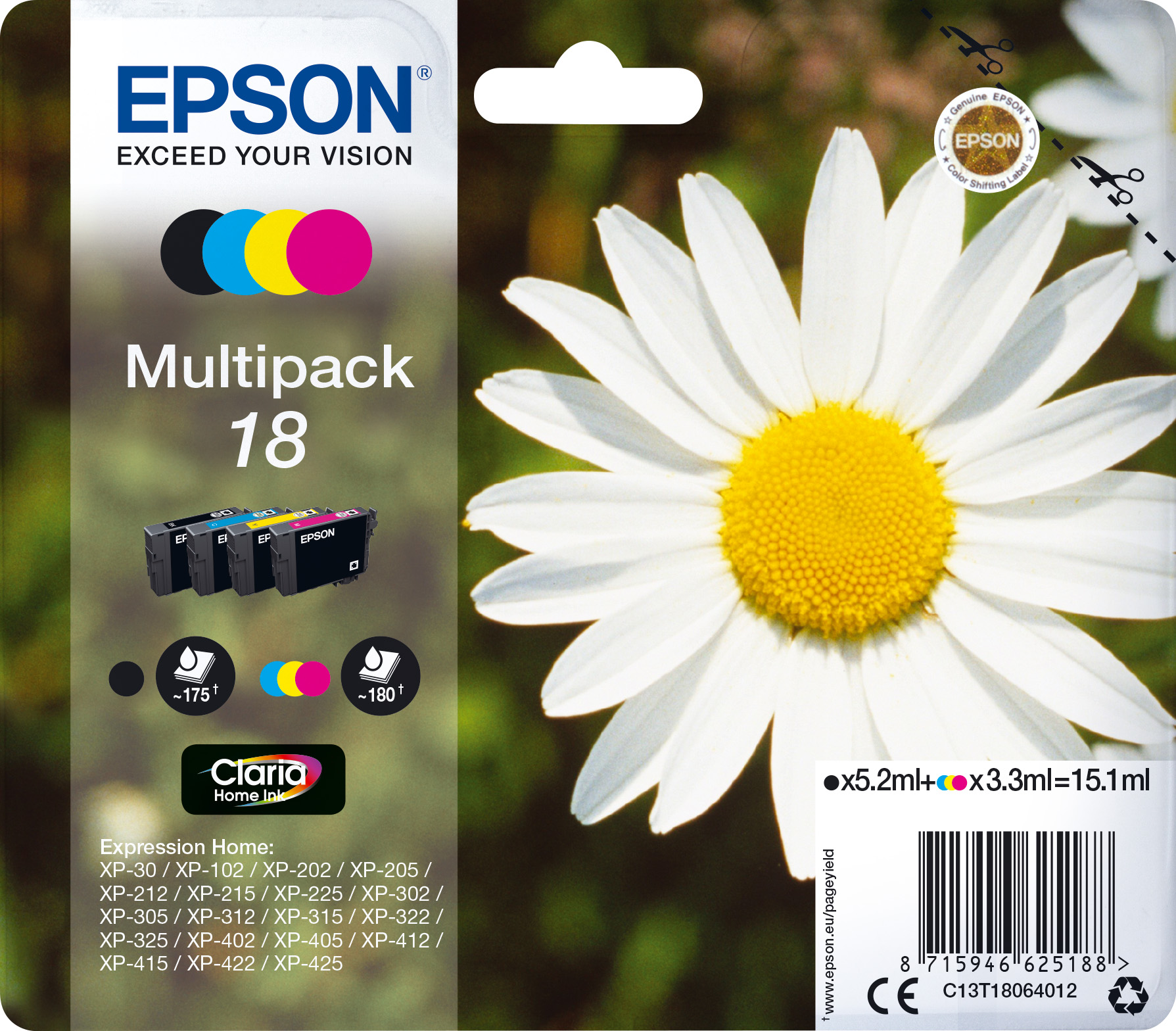 Epson 18 [C13T18064012] MultiPack (T1801+T1802+T1803+T1804) black+cyan+magenta+yellow Tinte