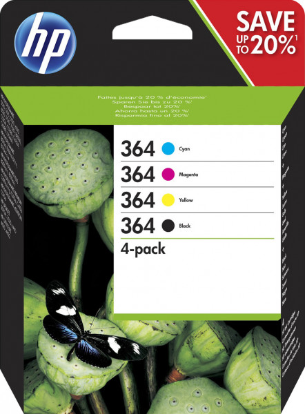 HP 364 [N9J73A] MultiPack (CB316E+CB318E+CB319E+CB320E) schwarz+cyan+magenta+gelb Tinte