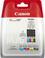 Canon CLI-551+PP-201 [6508B005] ValuePack (6508B001+6509B001+6510B001+6511B001) schwarz+cyan+magenta+gelb Tinte + 50 Blatt 10x15cm Papier