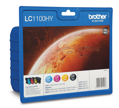 Brother [LC-1100HYVALBPDR] HC MultiPack (LC-1100HYBK+LC-1100HYC+LC-1100HYM+LC-1100HYY) schwarz+cyan+magenta+gelb Tinte