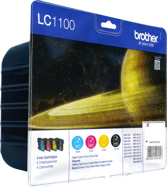 Brother [LC-1100VALBP] MultiPack (LC-1100BK+LC-1100C+LC-1100M+LC-1100Y) schwarz+cyan+magenta+gelb Tinte