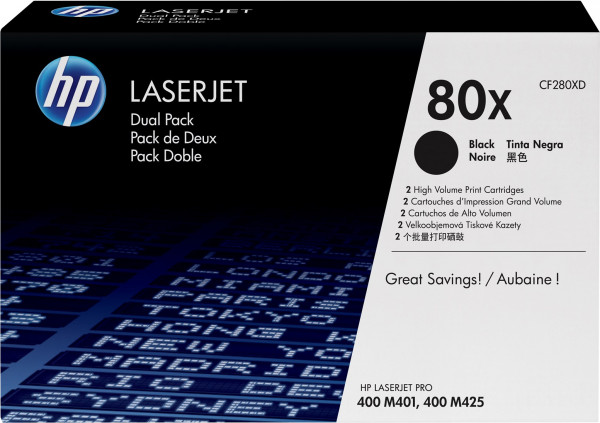 HP 80X [CF280XD] HC TwinPack (2xCF280X) schwarz Toner