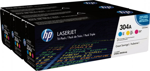 HP 304A [CF372AM] MultiPack (CC531A+CC532A+CC533A) cyan+magenta+gelb Toner